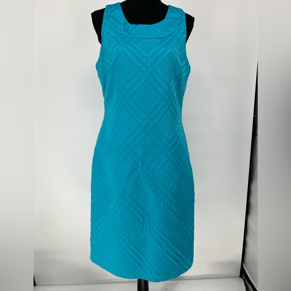 JONES NEW YORK TURQUOISE DRESS VINTAGE STYLE COCKTAILS WEDDINGS DATE NIGHT